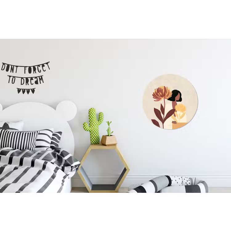 Wandcirkel - Aluminium - Vrouw - Minimalistisch - Bloem — 5