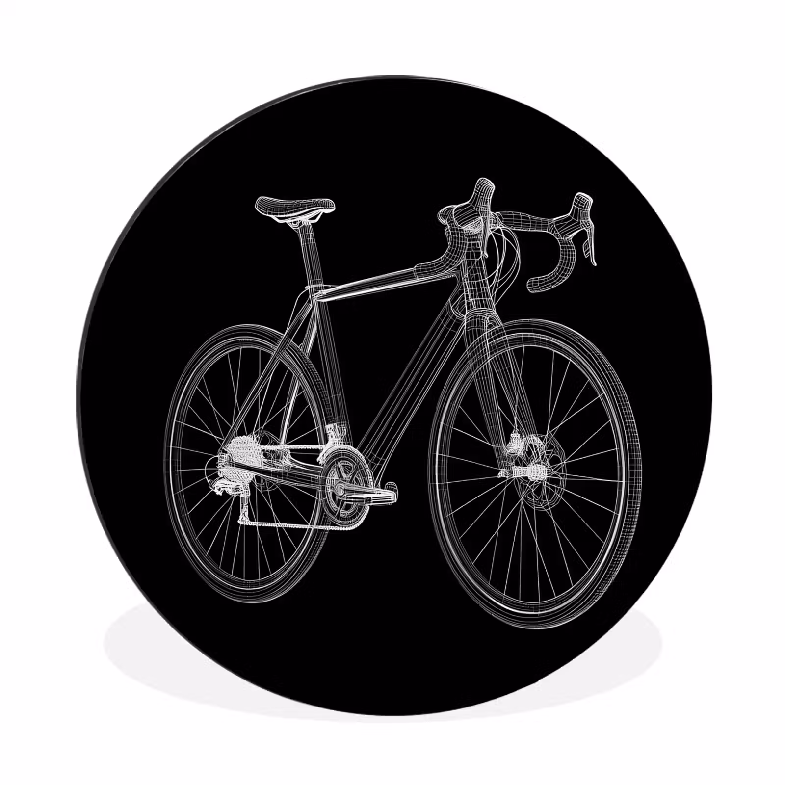 Wandcirkel - Aluminium - Lijnen - Illustratie - Wit — 1