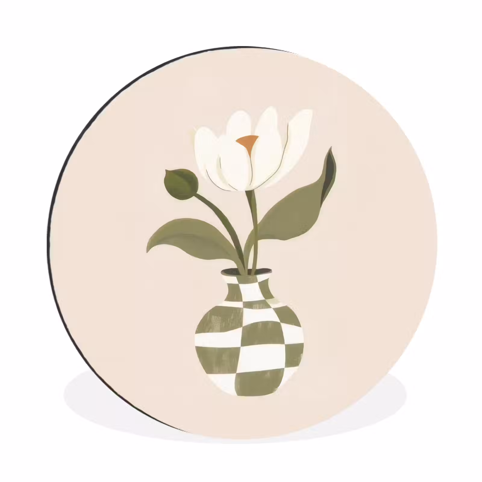Wandcirkel - Aluminium - Vaas - Geruit - Bloem - Groen — 1