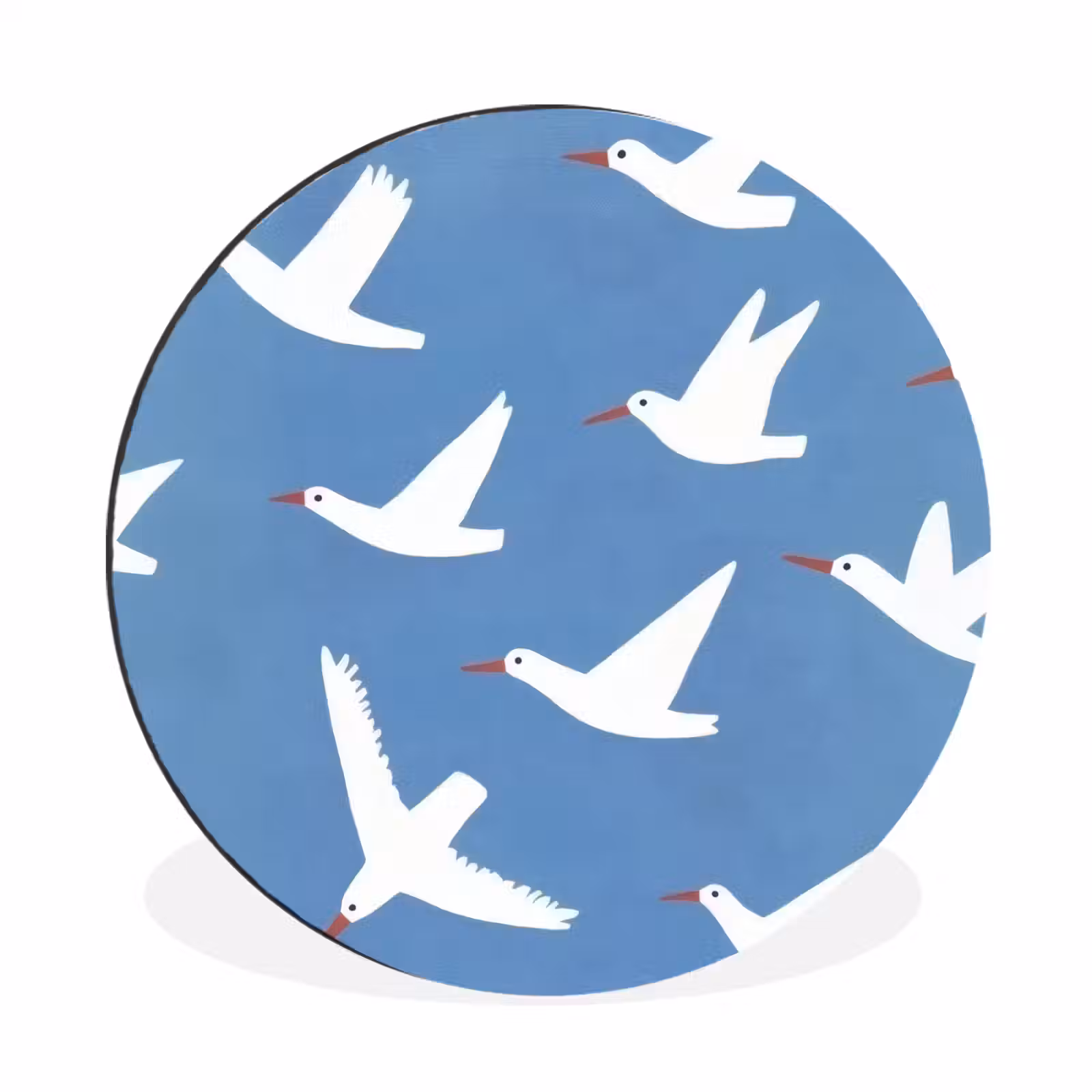 Wandcirkel - Aluminium - Vogels - Wit - Patroon — 1