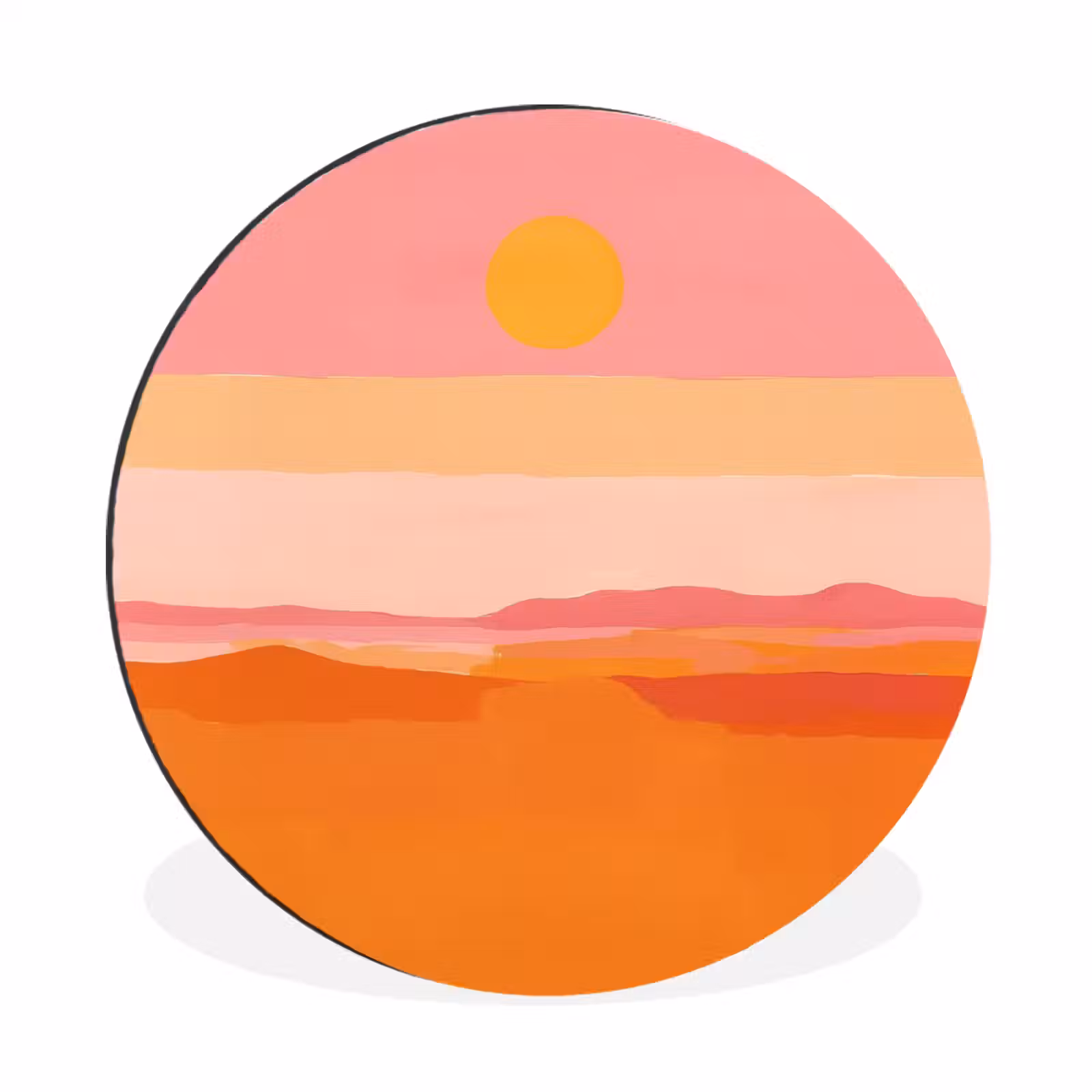 Wandcirkel - Aluminium - Zon - Abstract - Landschap - Oranje — 1