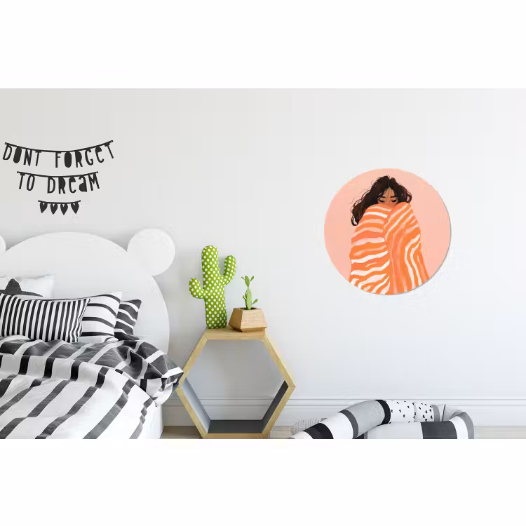 Wandcirkel - Aluminium - Meisje - Deken - Gestreept - Oranje — 5