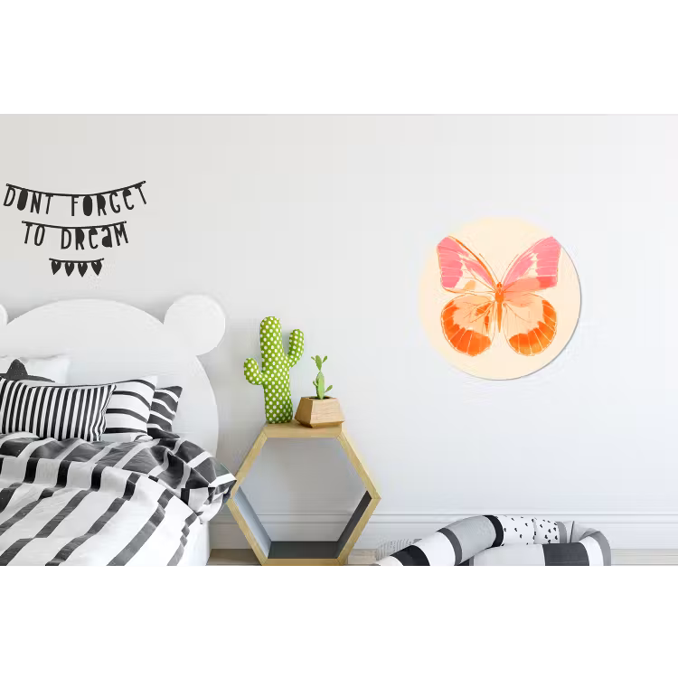Wandcirkel - Aluminium - Oranje - Vlinder - Minimalistisch — 5