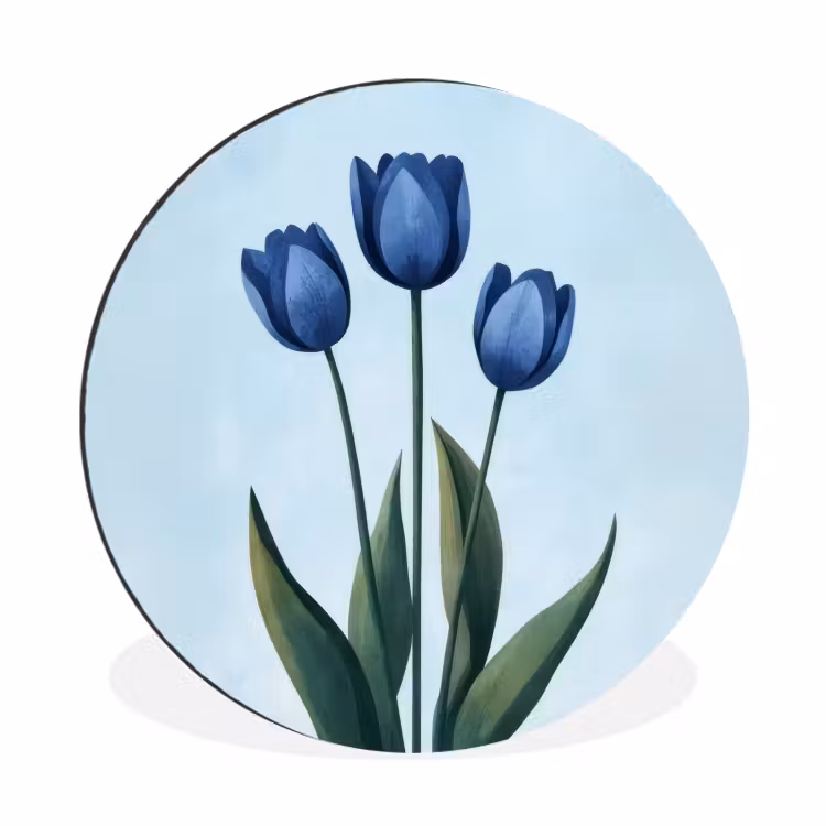 Wandcirkel - Aluminium - Tulpen - Blauw - Bladeren — 1