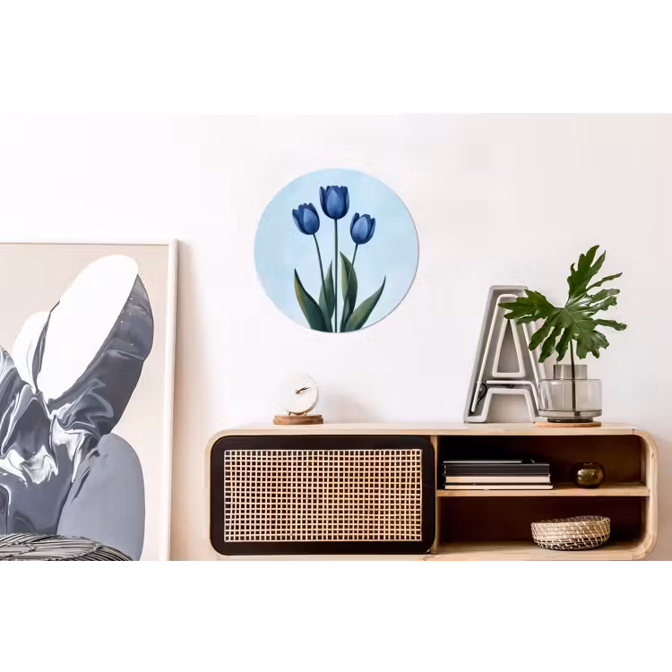 Wandcirkel - Aluminium - Tulpen - Blauw - Bladeren — 3