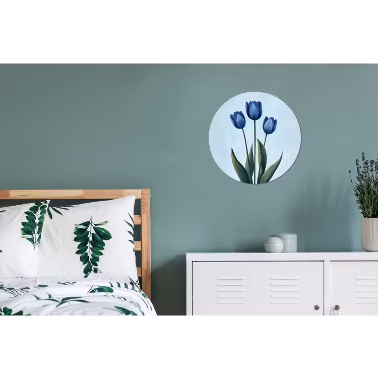 Wandcirkel - Aluminium - Tulpen - Blauw - Bladeren — 4