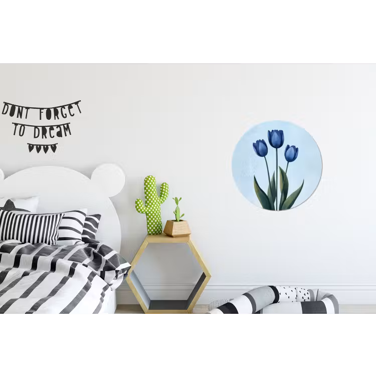 Wandcirkel - Aluminium - Tulpen - Blauw - Bladeren — 5