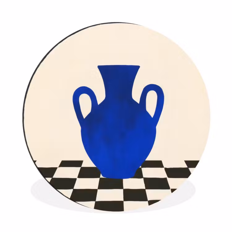 Wandcirkel - Aluminium - Vaas - Blauw - Geblokt - Modern — 1