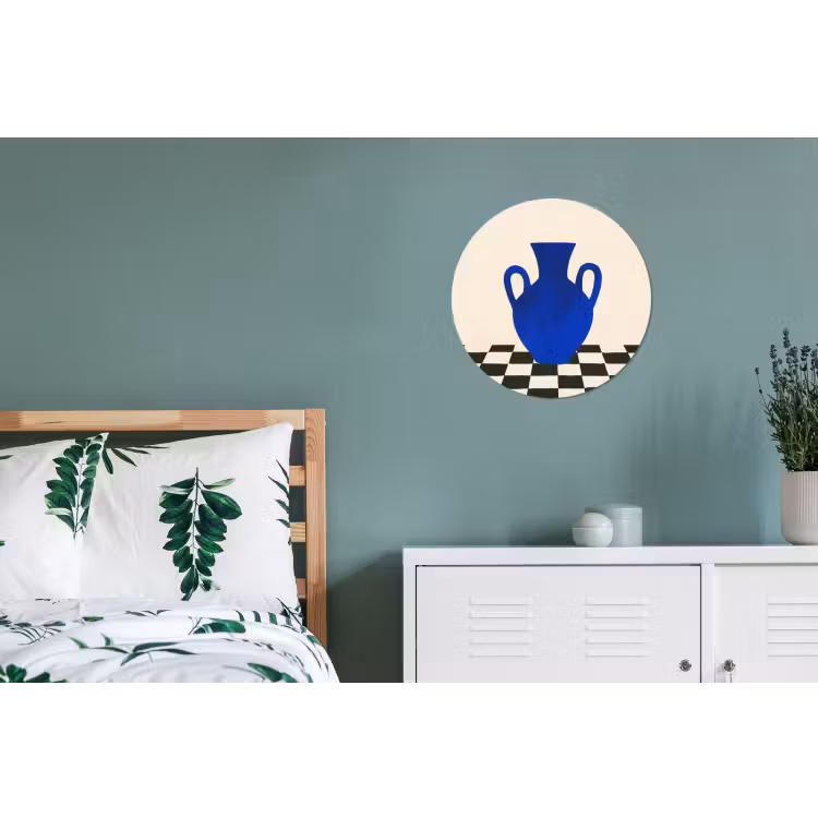 Wandcirkel - Aluminium - Vaas - Blauw - Geblokt - Modern — 4