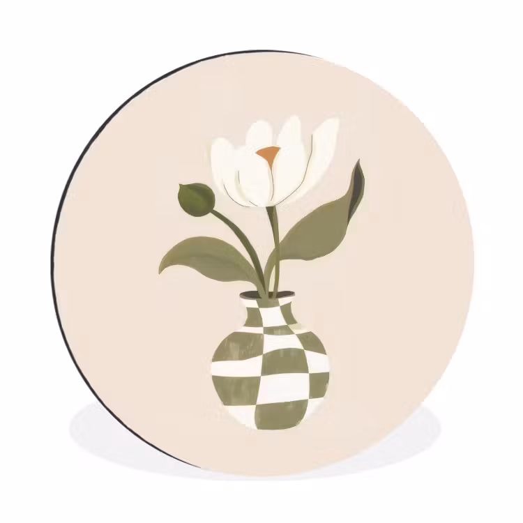 Wandcirkel - Aluminium - Vaas - Geruit - Bloem - Groen — 1