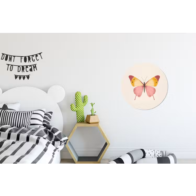 Wandcirkel - Aluminium - Vlinder - Illustratie - Roze — 5