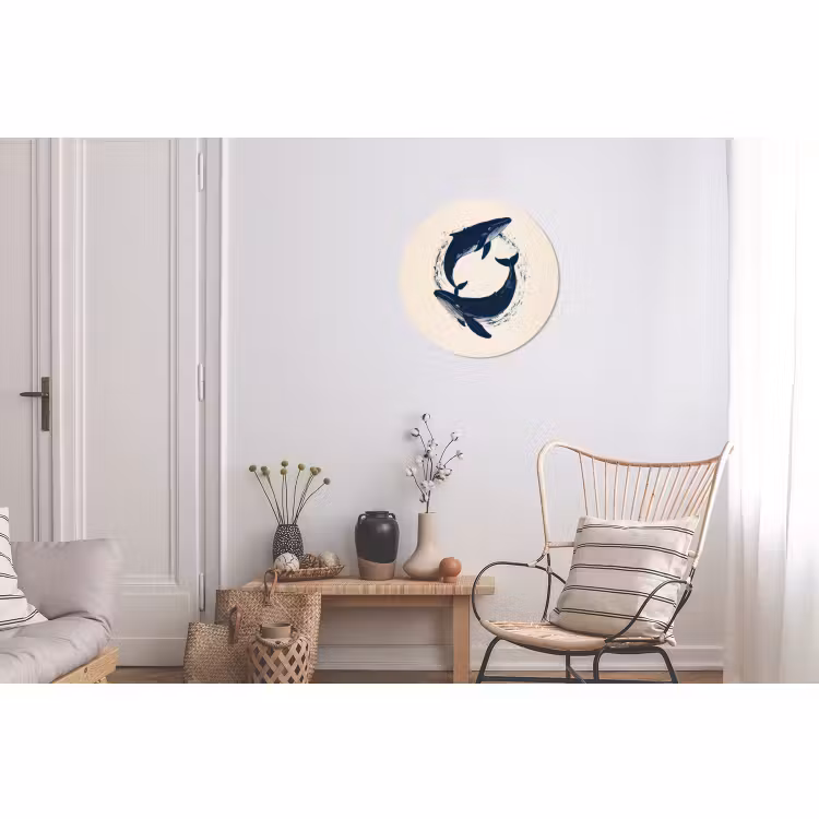 Wandcirkel - Aluminium - Walvissen - Spetters - Cirkel - Donkerblauw — 2
