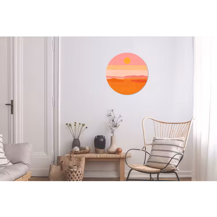 Wandcirkel - Aluminium - Zon - Abstract - Landschap - Oranje — 2