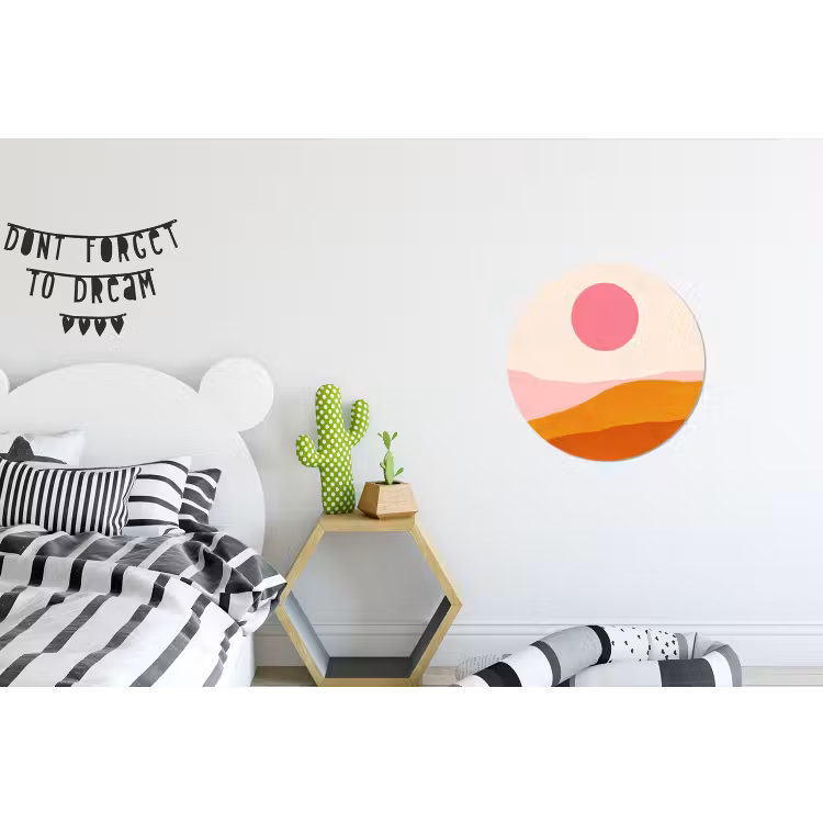 Wandcirkel - Aluminium - Zon - Heuvels - Abstract - Roze — 5