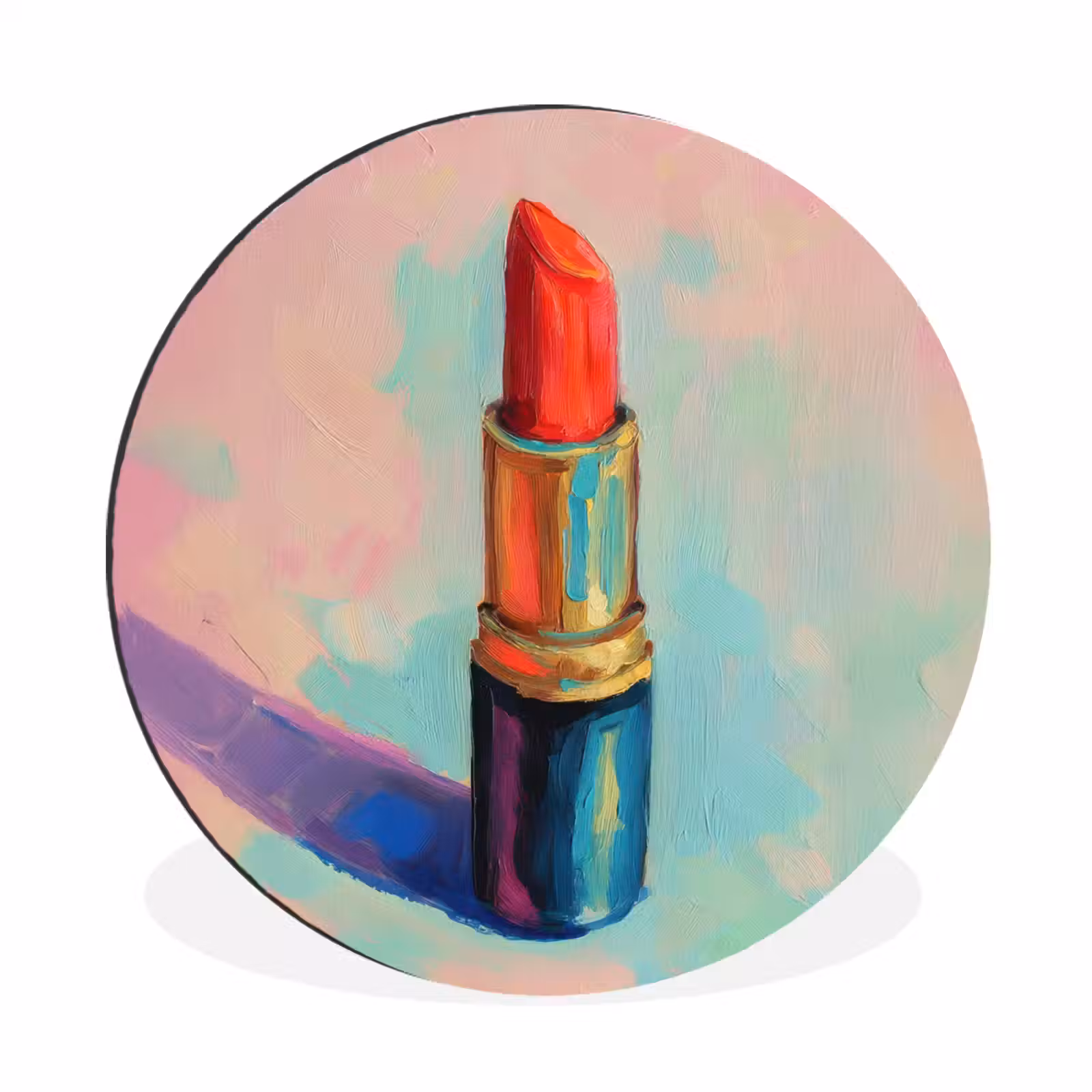 Wandcirkel - Aluminium - Lippenstift - Rood - Penseelstreken — 1