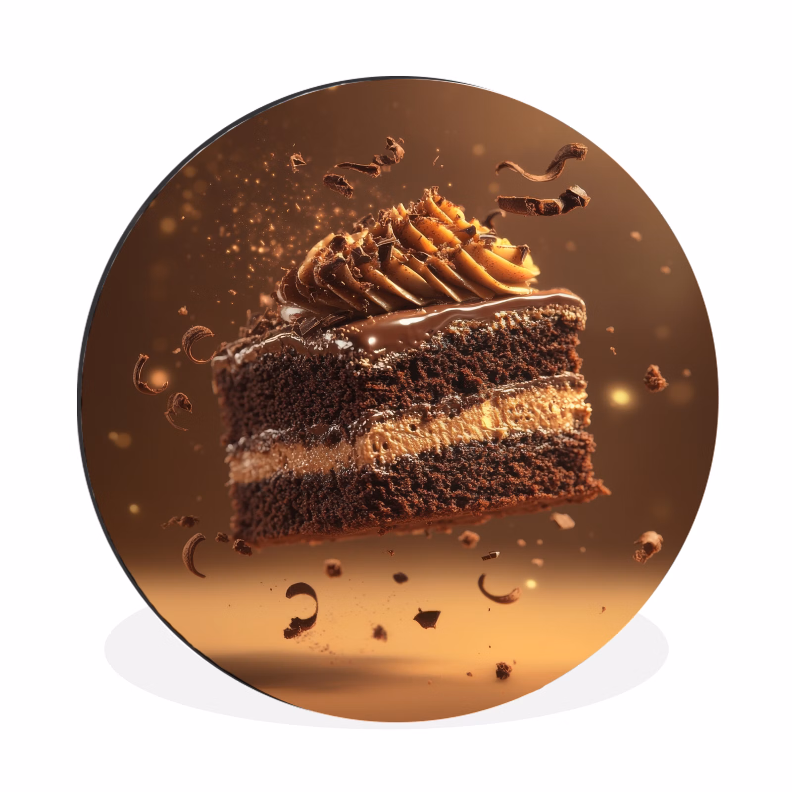 Wandcirkel - Aluminium - Taart - Chocolade - Eten - Brownie — 1