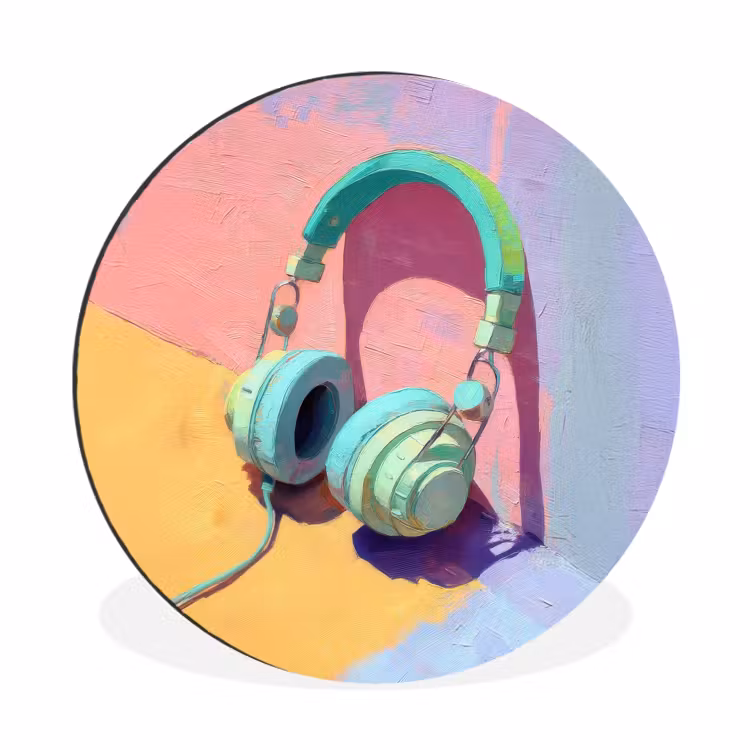Wandcirkel - Aluminium - Koptelefoon - Mintgroen - Draad — 1