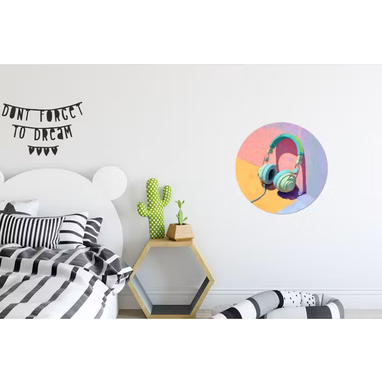 Wandcirkel - Aluminium - Koptelefoon - Mintgroen - Draad — 5