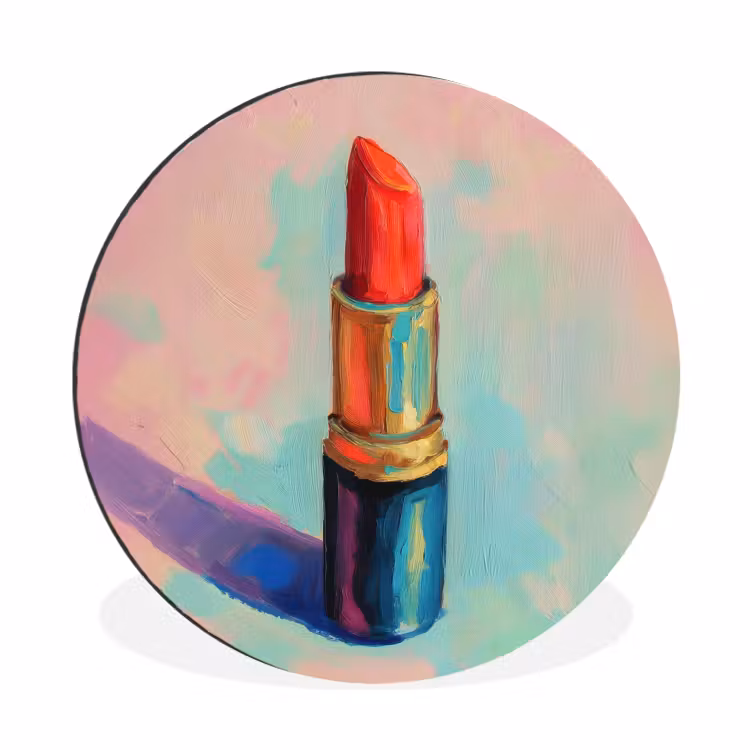Wandcirkel - Aluminium - Lippenstift - Rood - Penseelstreken — 1