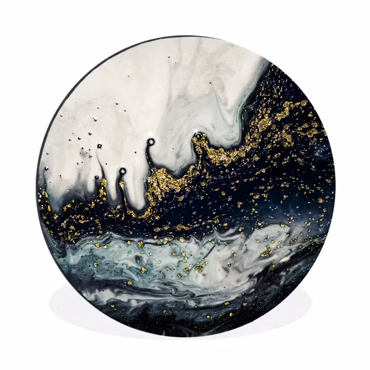 Wandcirkel - Aluminium - Marmer - Abstract - Goud - Luxe — 1