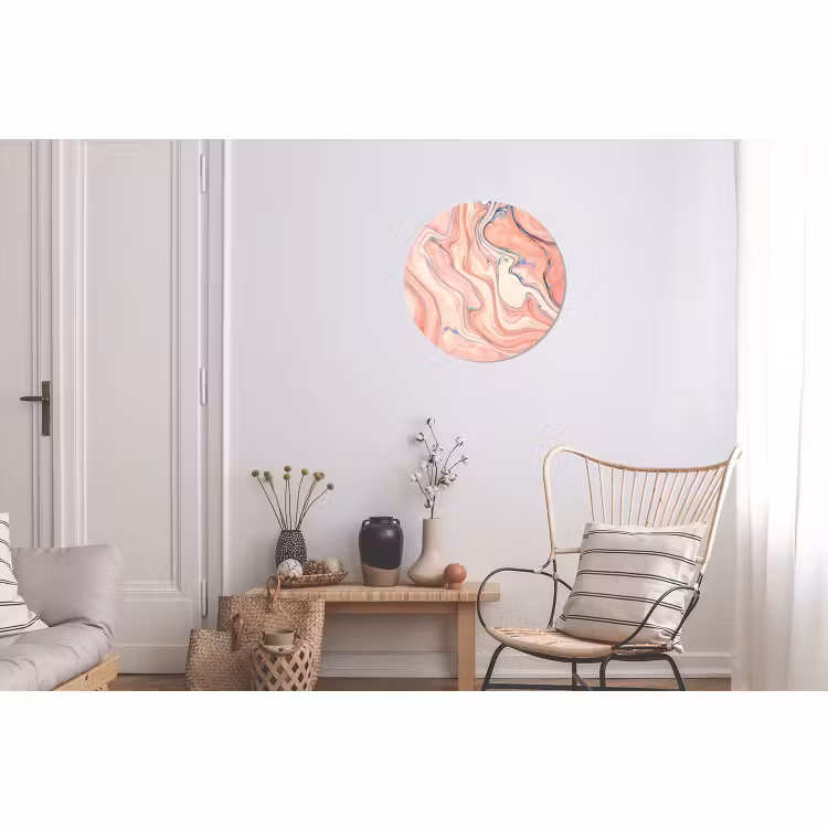 Wandcirkel - Aluminium - Marmer - Pastel - Roze - Blauw - Marmerlook - Abstract — 2
