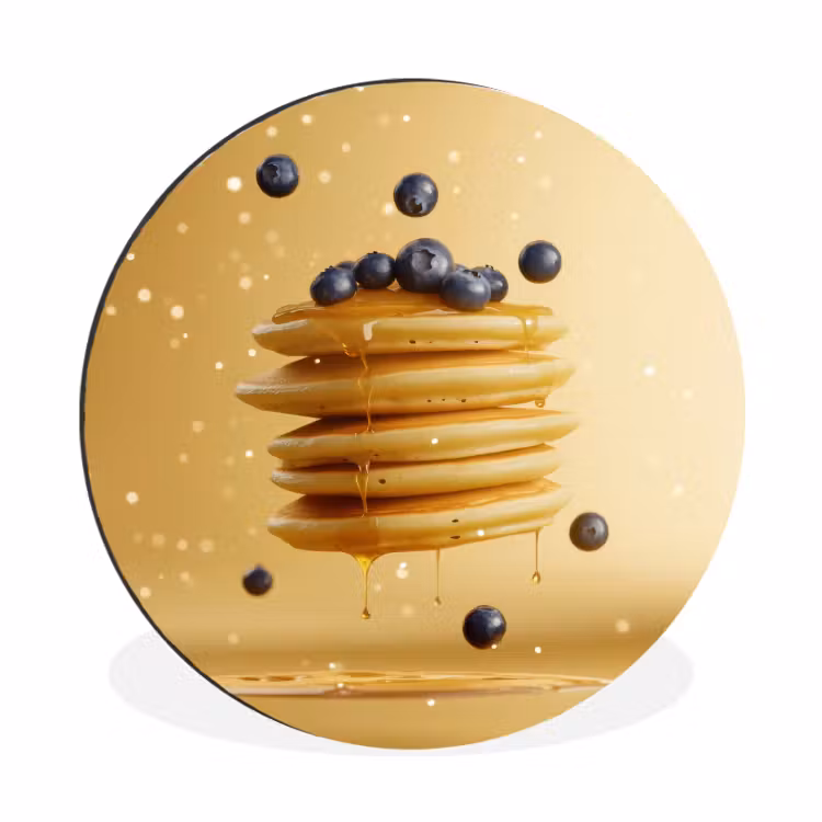 Wandcirkel - Aluminium - Pannenkoeken - Eten - Honing - Geel — 1