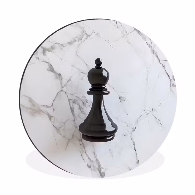 Wandcirkel - Aluminium - Schaakstuk - Loper - Zwart - Marmer — 1