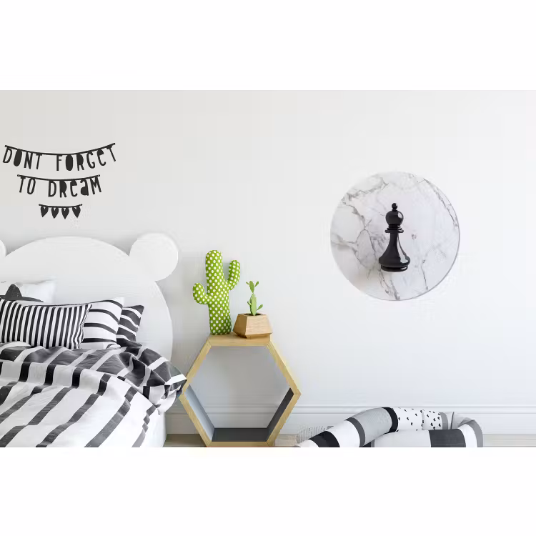 Wandcirkel - Aluminium - Schaakstuk - Loper - Zwart - Marmer — 5