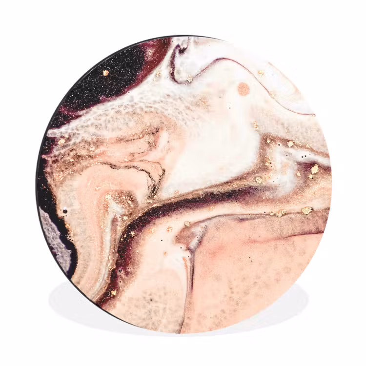 Wandcirkel - Aluminium - Steen - Marmer - Edelsteen - Abstract - Natuur - Roze — 1
