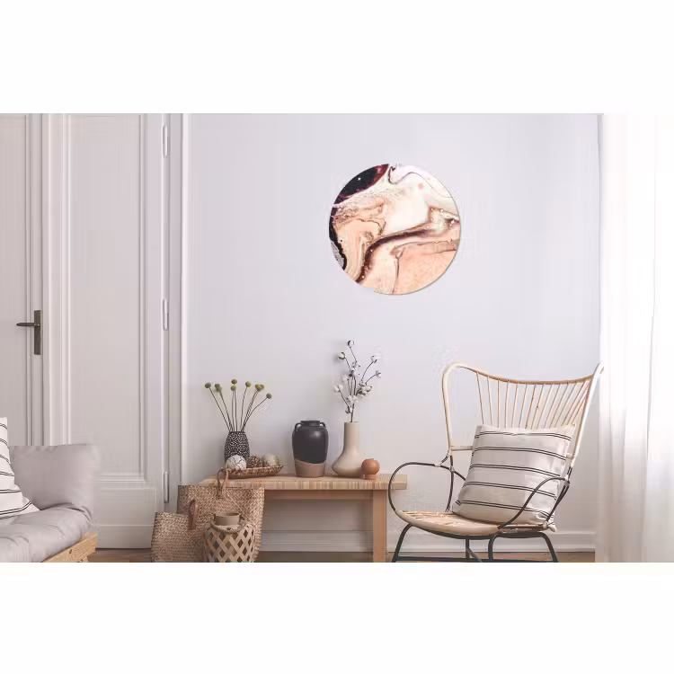 Wandcirkel - Aluminium - Steen - Marmer - Edelsteen - Abstract - Natuur - Roze — 2