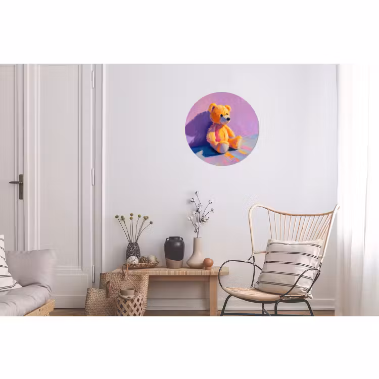 Wandcirkel - Aluminium - Teddybeer - Schaduw - Penseelstreken - Paars — 2