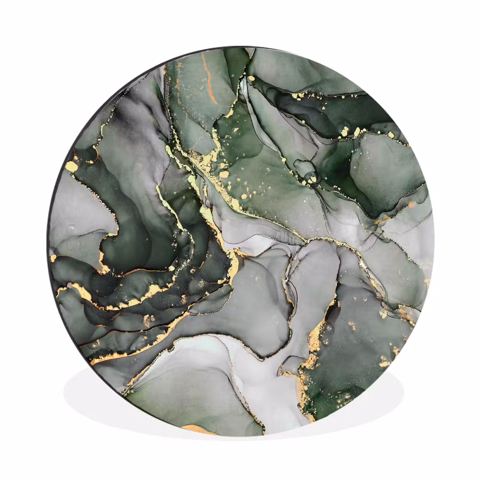 Wandcirkel - Aluminium - Luxe - Marmer - Groen — 1