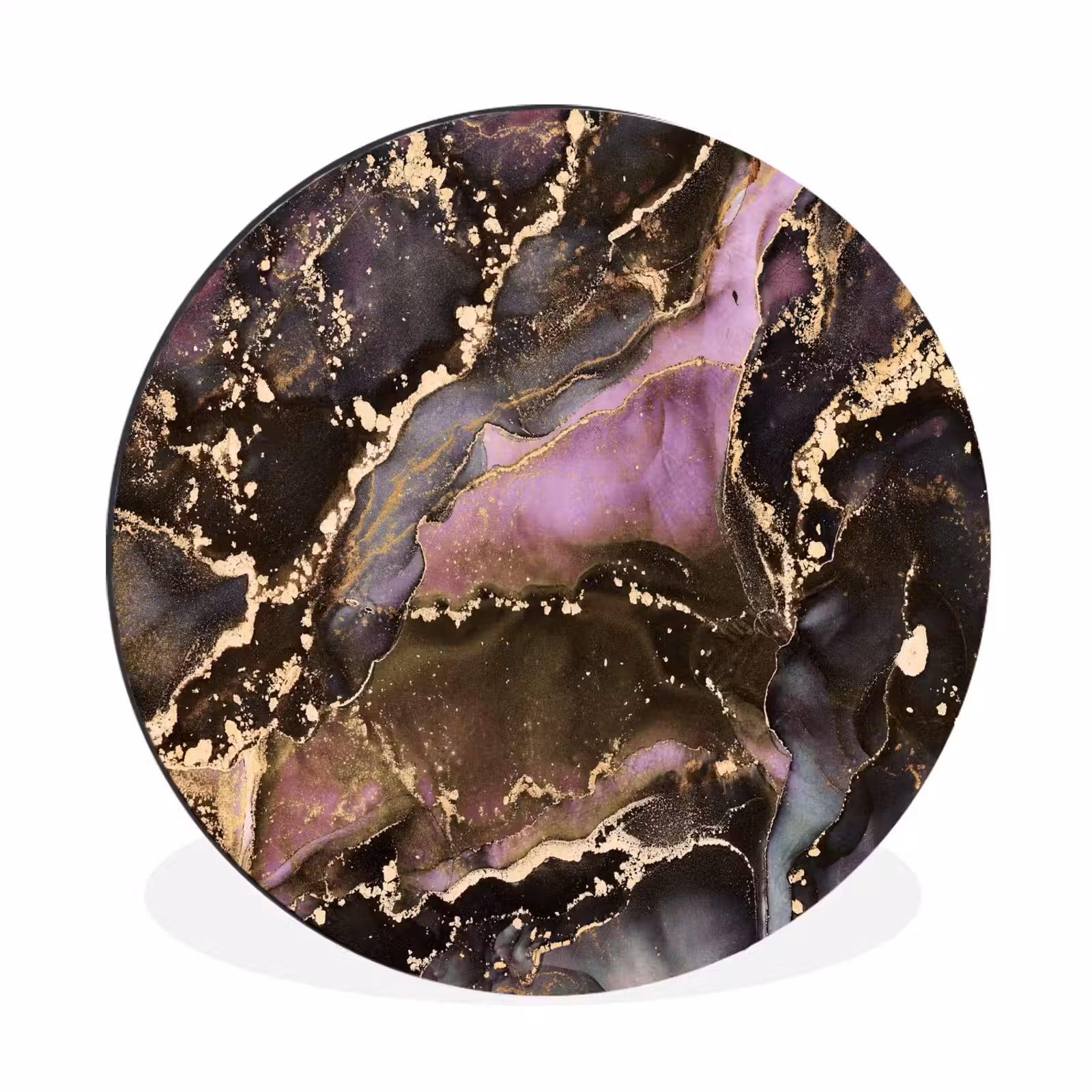 Wandcirkel - Aluminium - Marmer - Gold - Steen - Abstract — 1