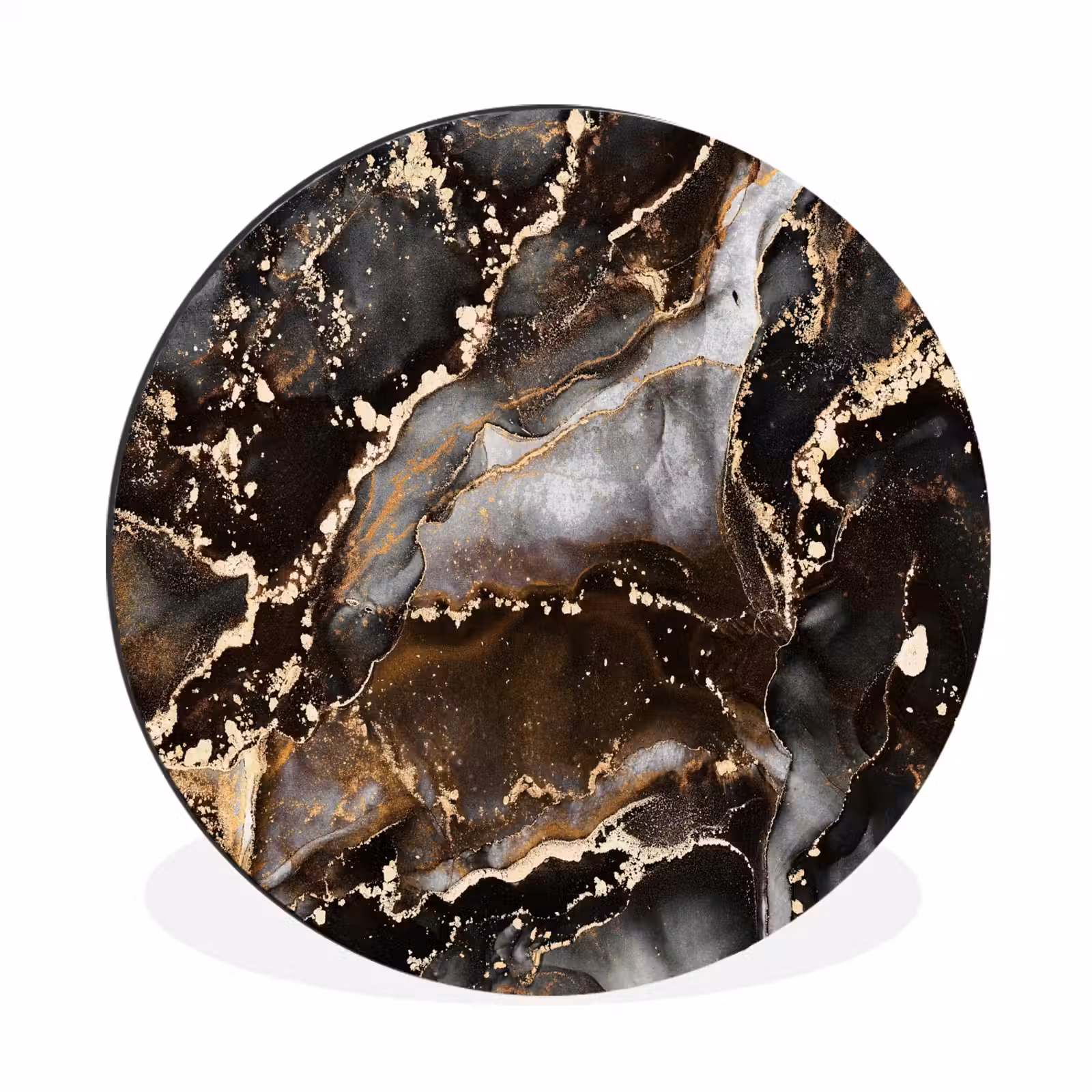 Wandcirkel - Aluminium - Marmer - Goud - Glitter - Luxe — 1