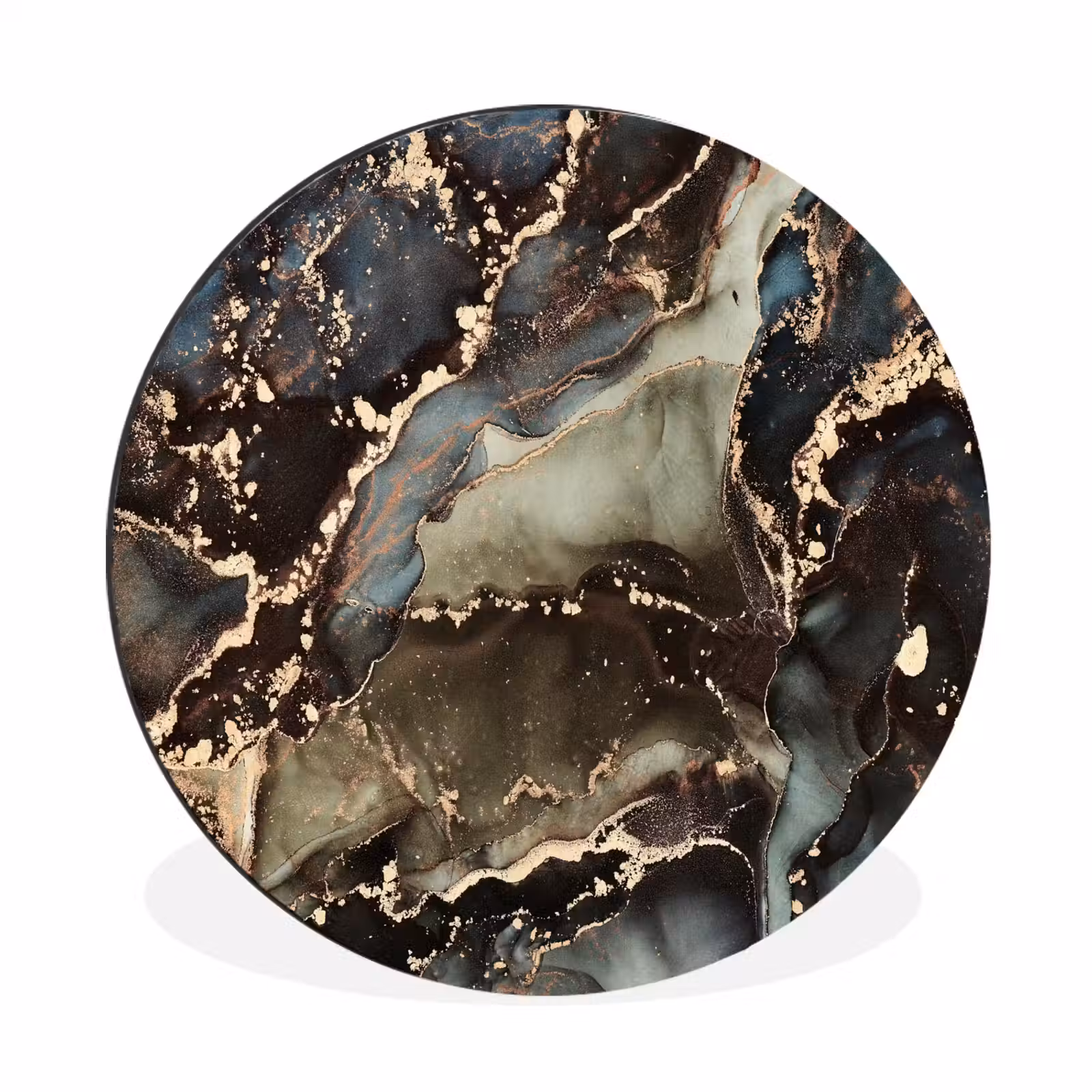 Wandcirkel - Aluminium - Marmer - Goud - Groen — 1
