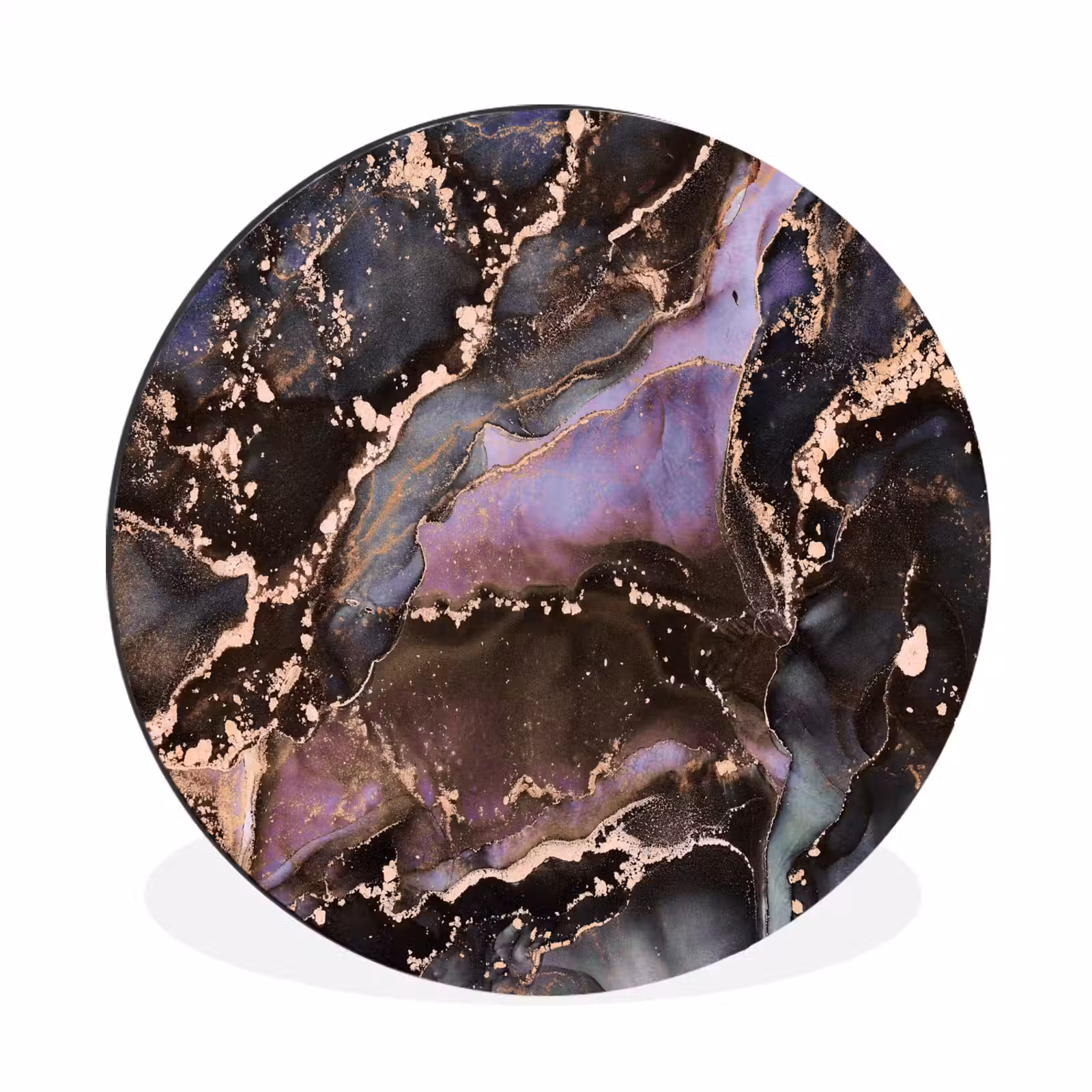 Wandcirkel - Aluminium - Marmer - Goud - Roze — 1