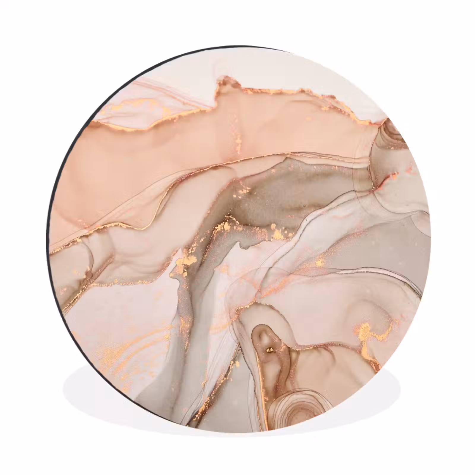 Wandcirkel - Aluminium - Marmer - Roze - Rosé — 1