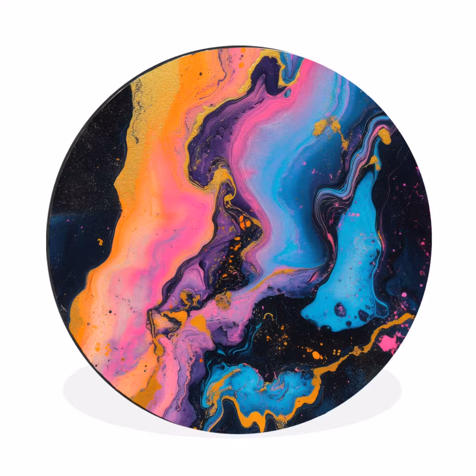 Wandcirkel - Aluminium - Modern - Marmer - Oranje — 1
