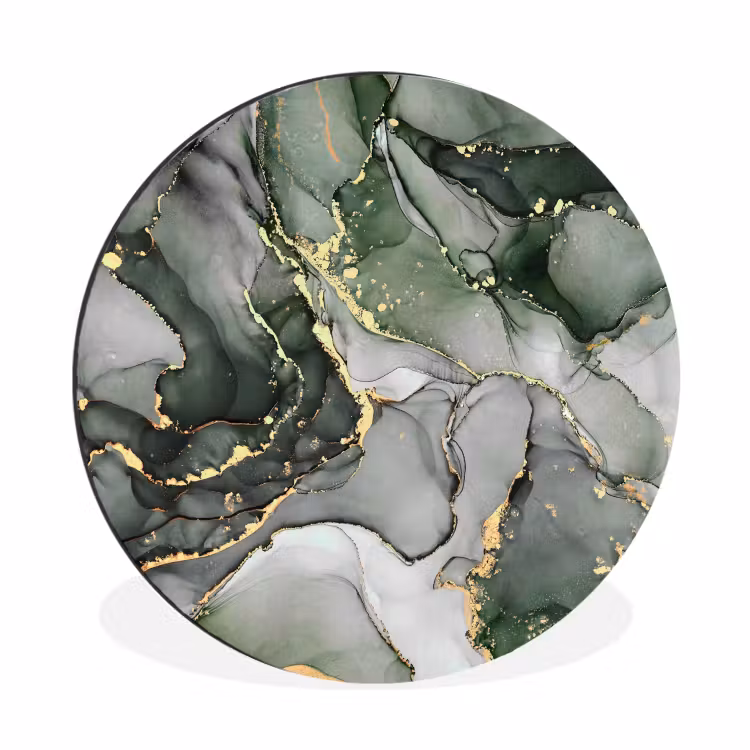 Wandcirkel - Aluminium - Luxe - Marmer - Groen — 1