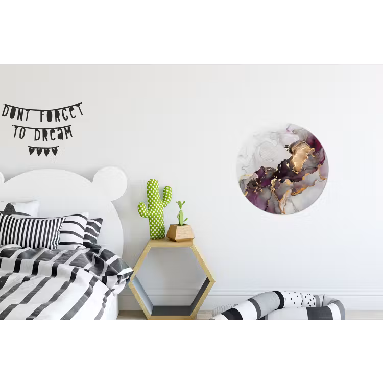 Wandcirkel - Aluminium - Marmer - Abstract - Goud - Paars — 5