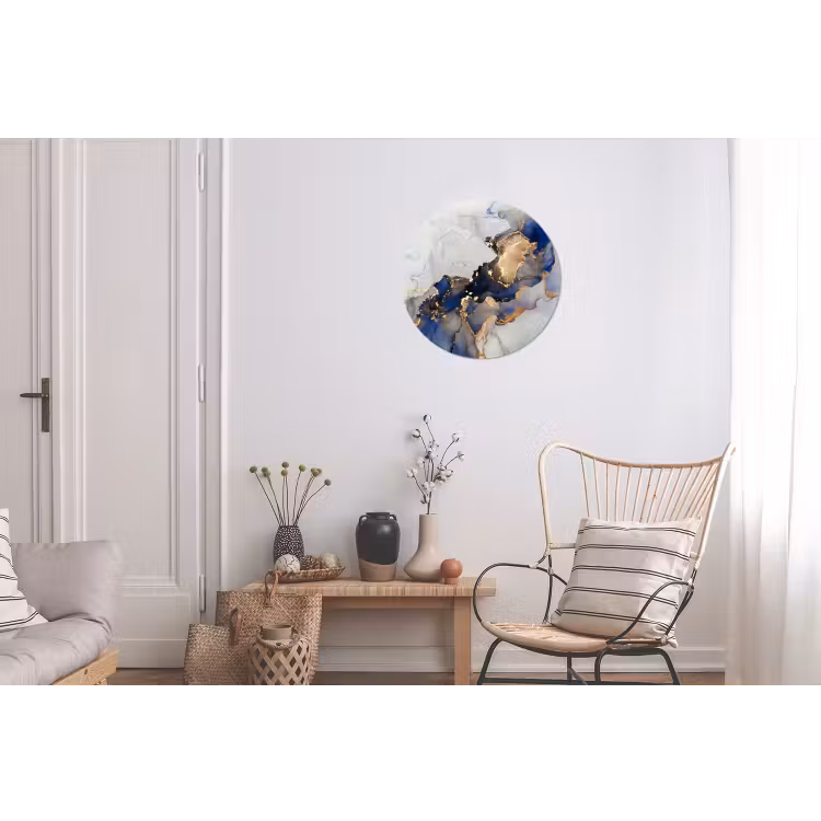 Wandcirkel - Aluminium - Marmer - Blauw - Goud — 2