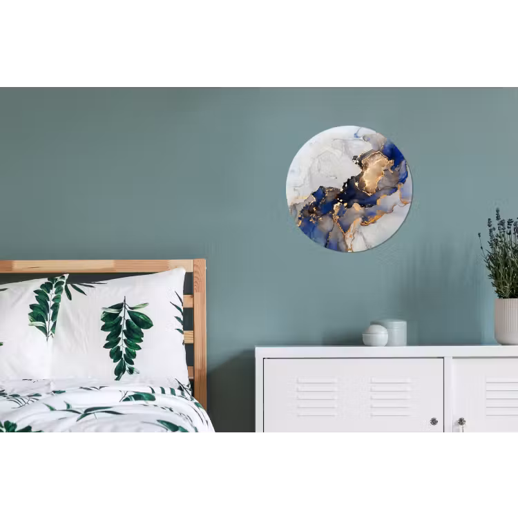 Wandcirkel - Aluminium - Marmer - Blauw - Goud — 4
