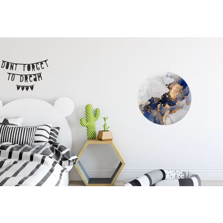 Wandcirkel - Aluminium - Marmer - Blauw - Goud — 5