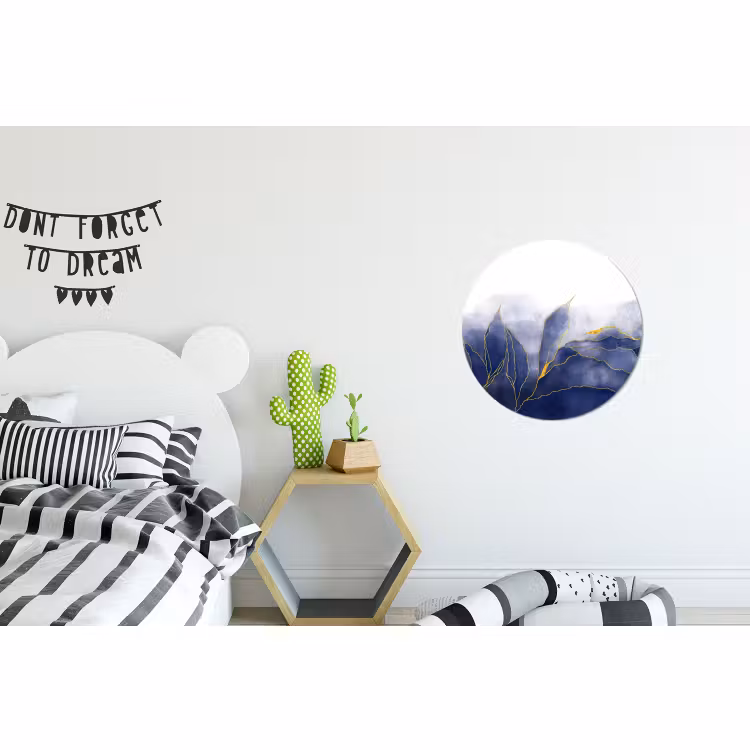 Wandcirkel - Aluminium - Marmer - Blauw - Marmerlook - Goud - Textuur — 5