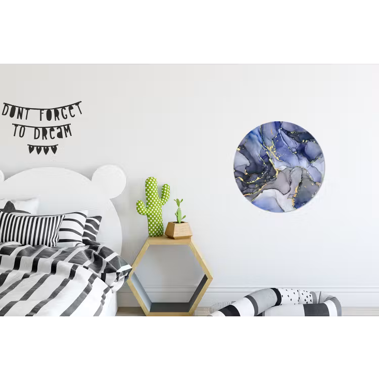 Wandcirkel - Aluminium - Marmer - Goud - Abstract - Blauw — 5