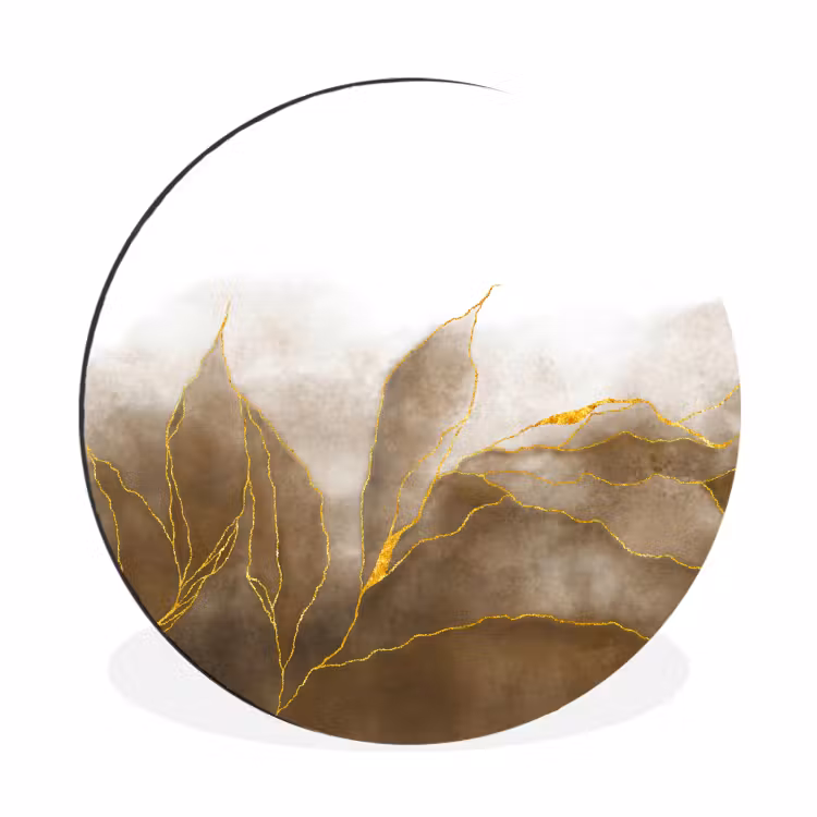 Wandcirkel - Aluminium - Marmer - Goud - Bruin - Textuur - Marmerlook — 1