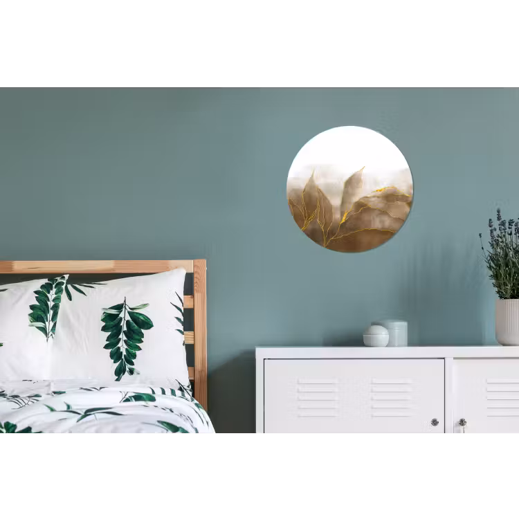 Wandcirkel - Aluminium - Marmer - Goud - Bruin - Textuur - Marmerlook — 4