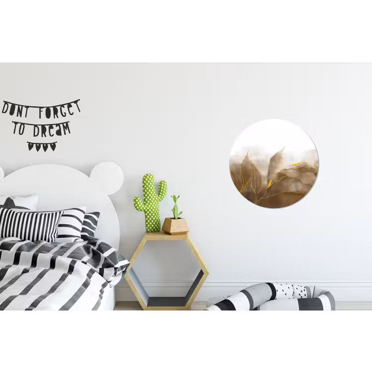 Wandcirkel - Aluminium - Marmer - Goud - Bruin - Textuur - Marmerlook — 5