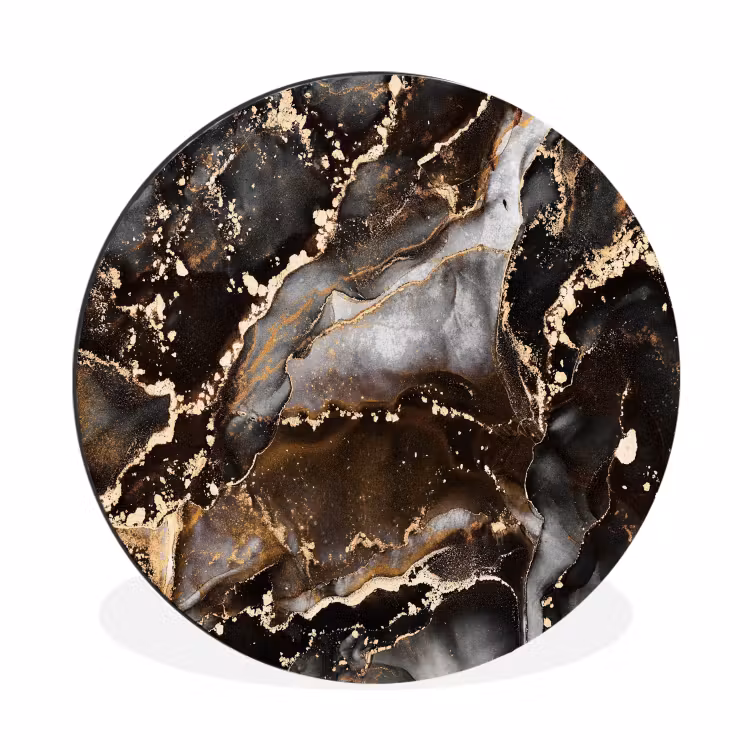 Wandcirkel - Aluminium - Marmer - Goud - Glitter - Luxe — 1