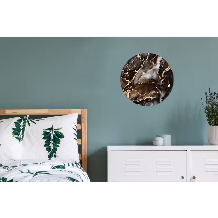 Wandcirkel - Aluminium - Marmer - Goud - Glitter - Luxe — 4